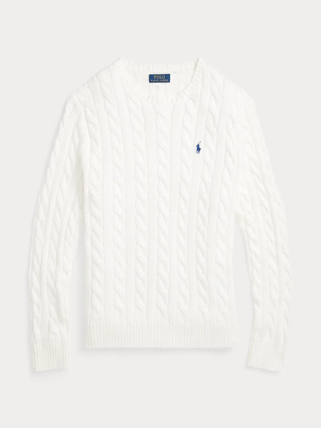 CABLE KNIT COTTON SWEATER Hvit