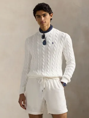 CABLE KNIT COTTON SWEATER Hvit