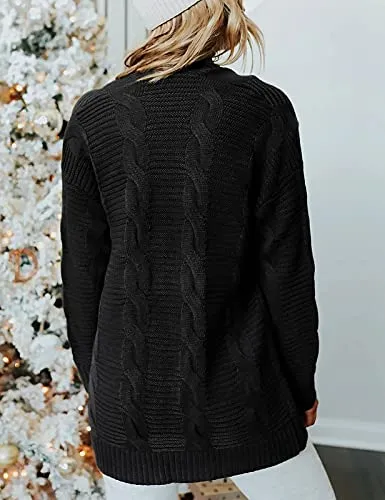 Cable Knit Open Front Sweater