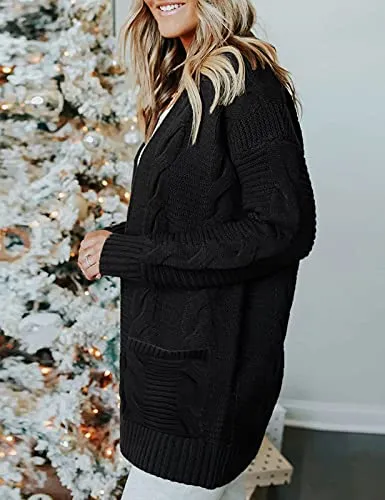 Cable Knit Open Front Sweater