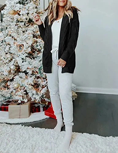 Cable Knit Open Front Sweater