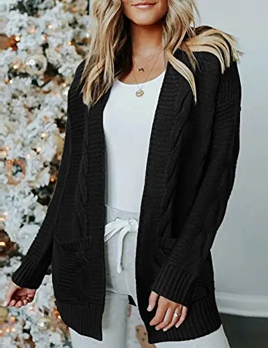 Cable Knit Open Front Sweater