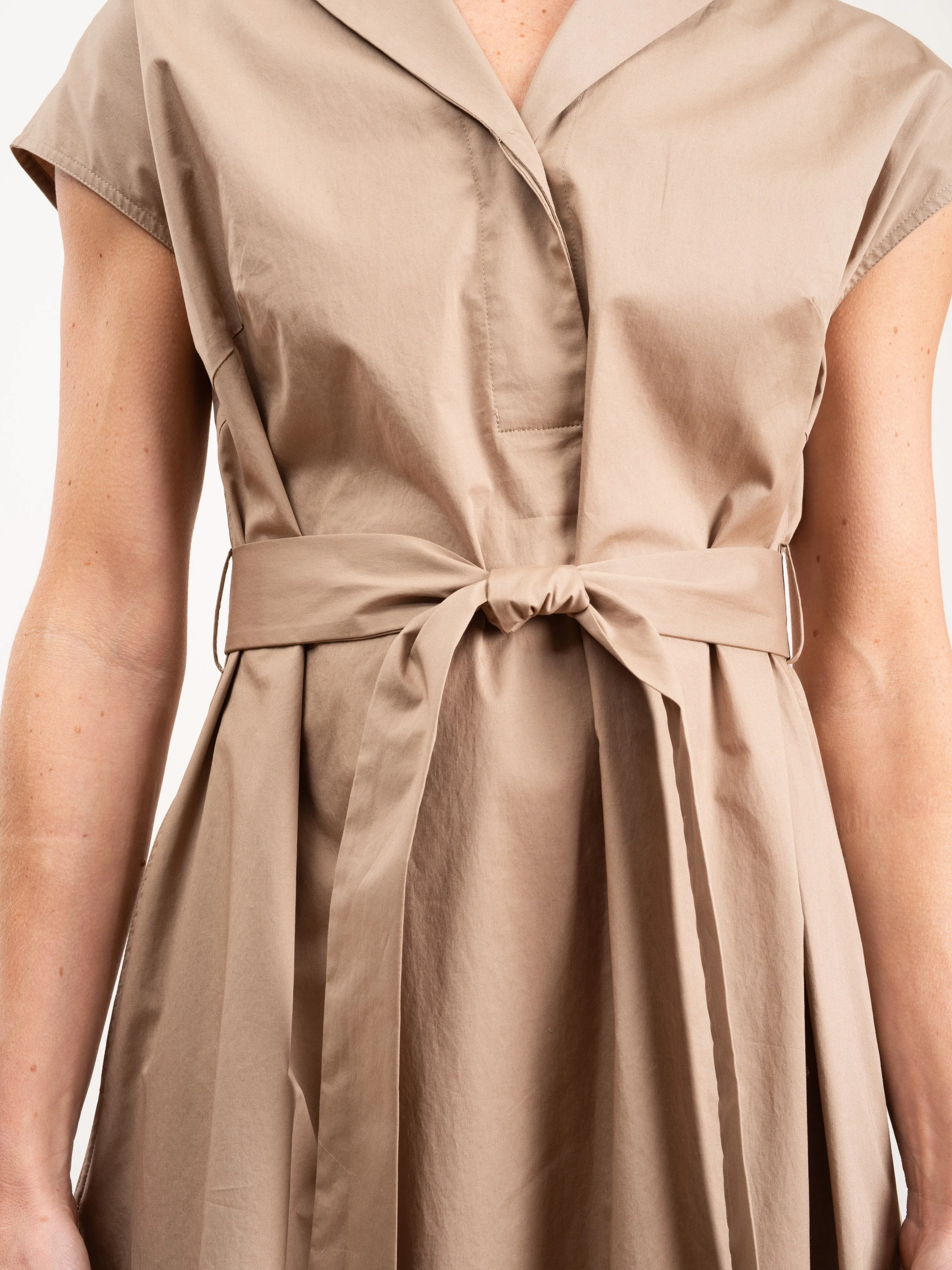 cap sleeve dress - tobacco