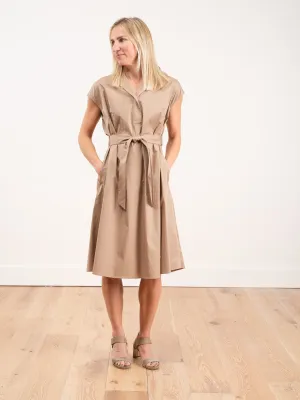 cap sleeve dress - tobacco
