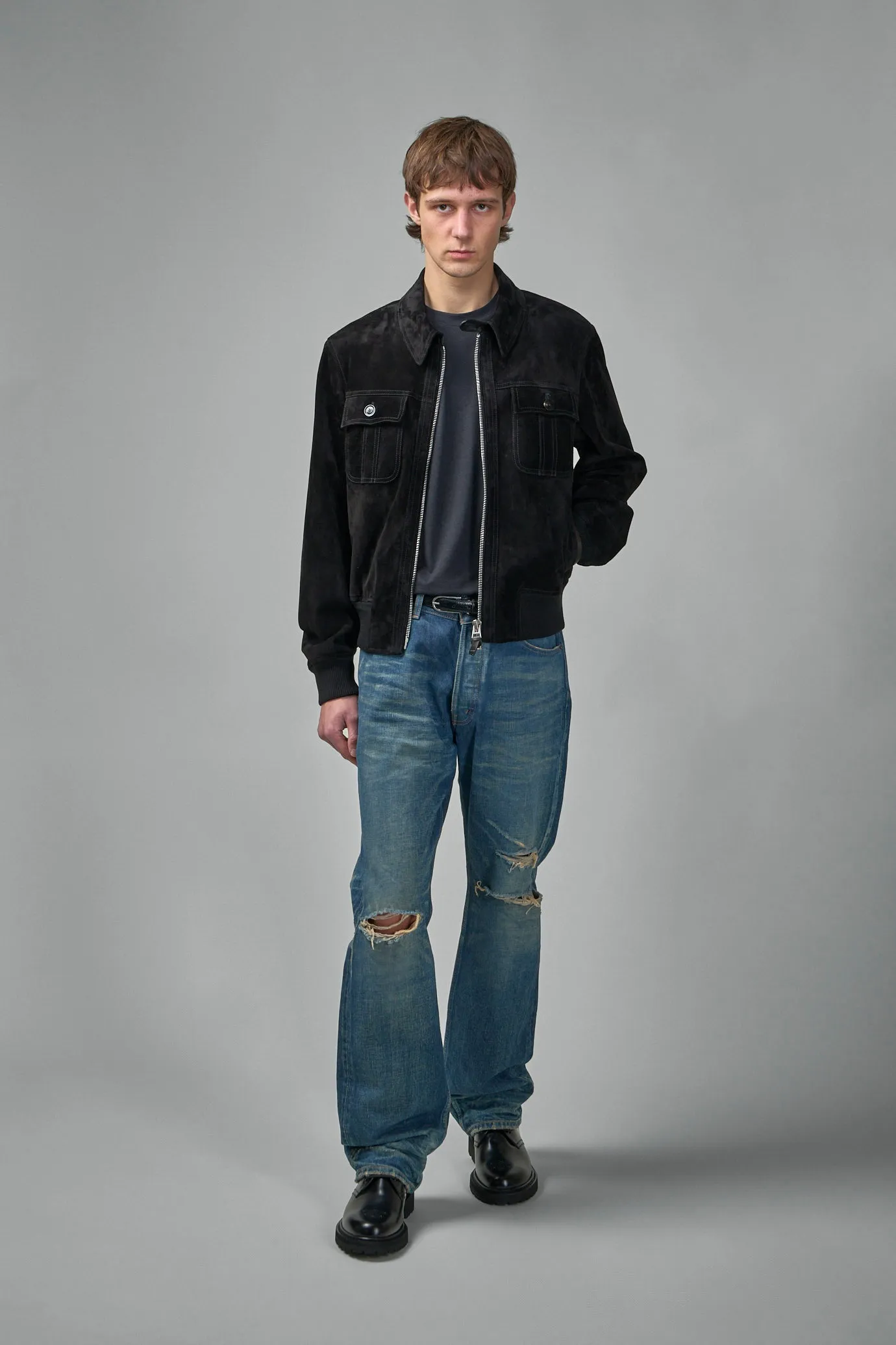 Cashmere Suede Chest Pocket Blouson