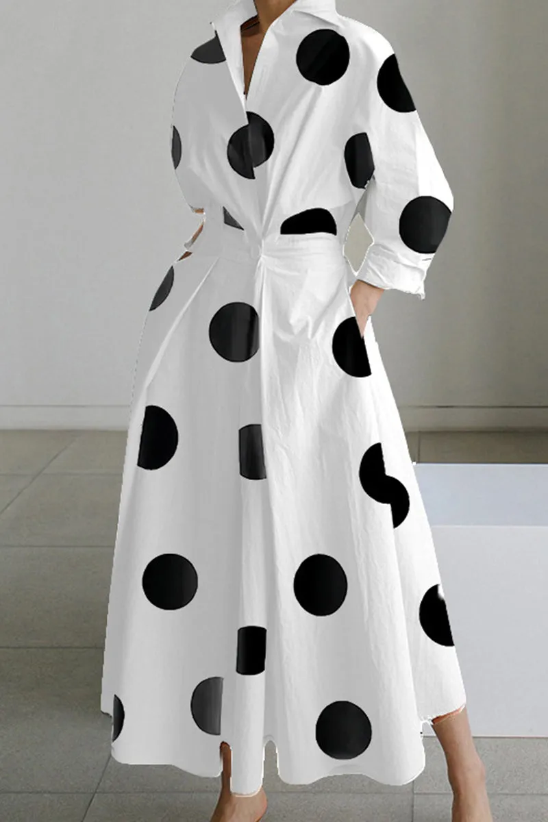 Casual Print Solid Patchwork V Neck Long Dresses(10 Colors)