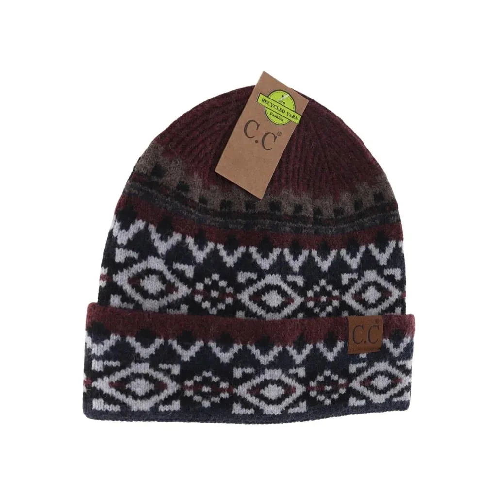 C.C. Aztec Pattern Cuff Beanie