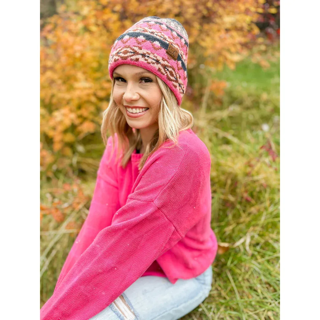 C.C. Aztec Pattern Cuff Beanie