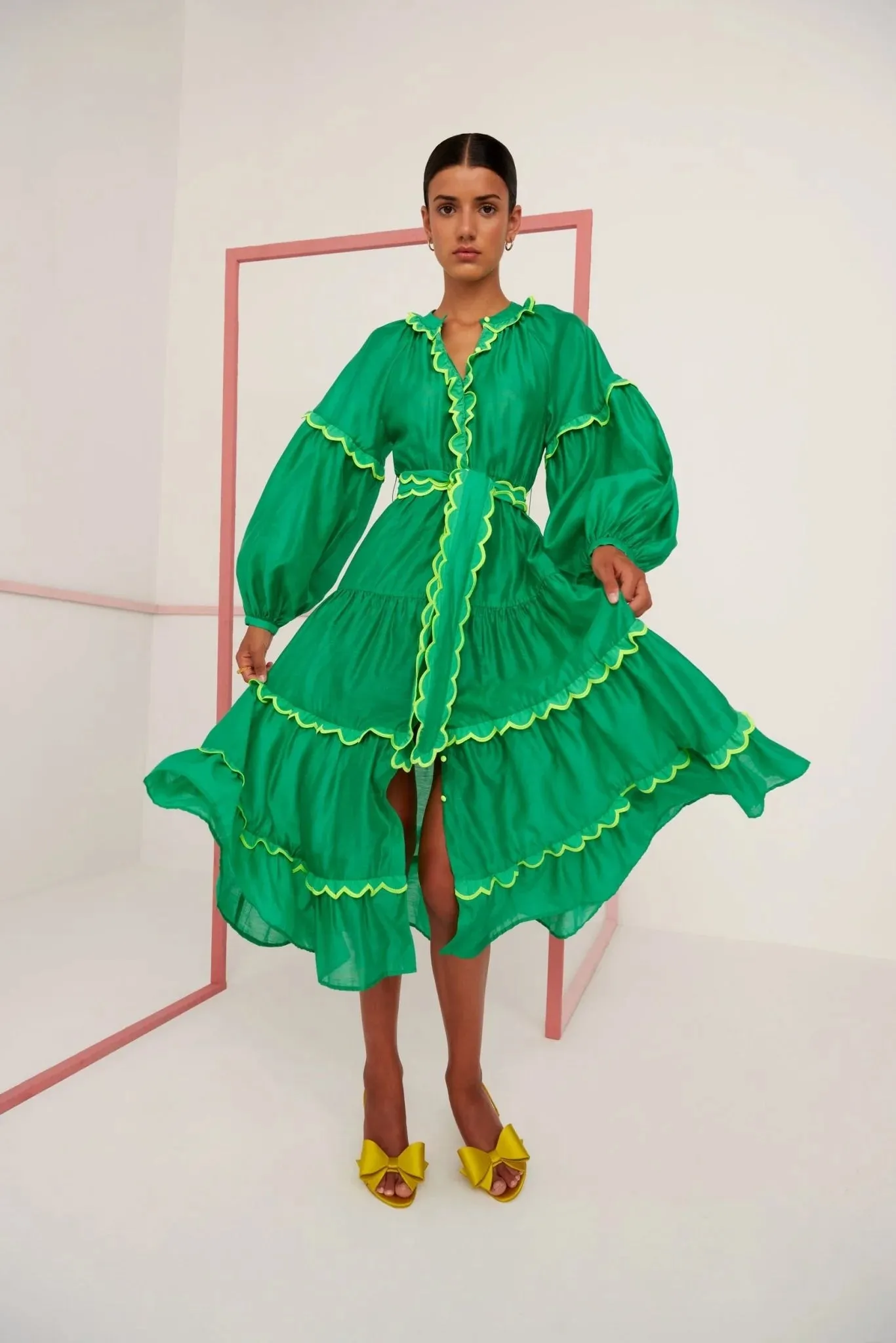 Celia B - Flame Green Midi Dress
