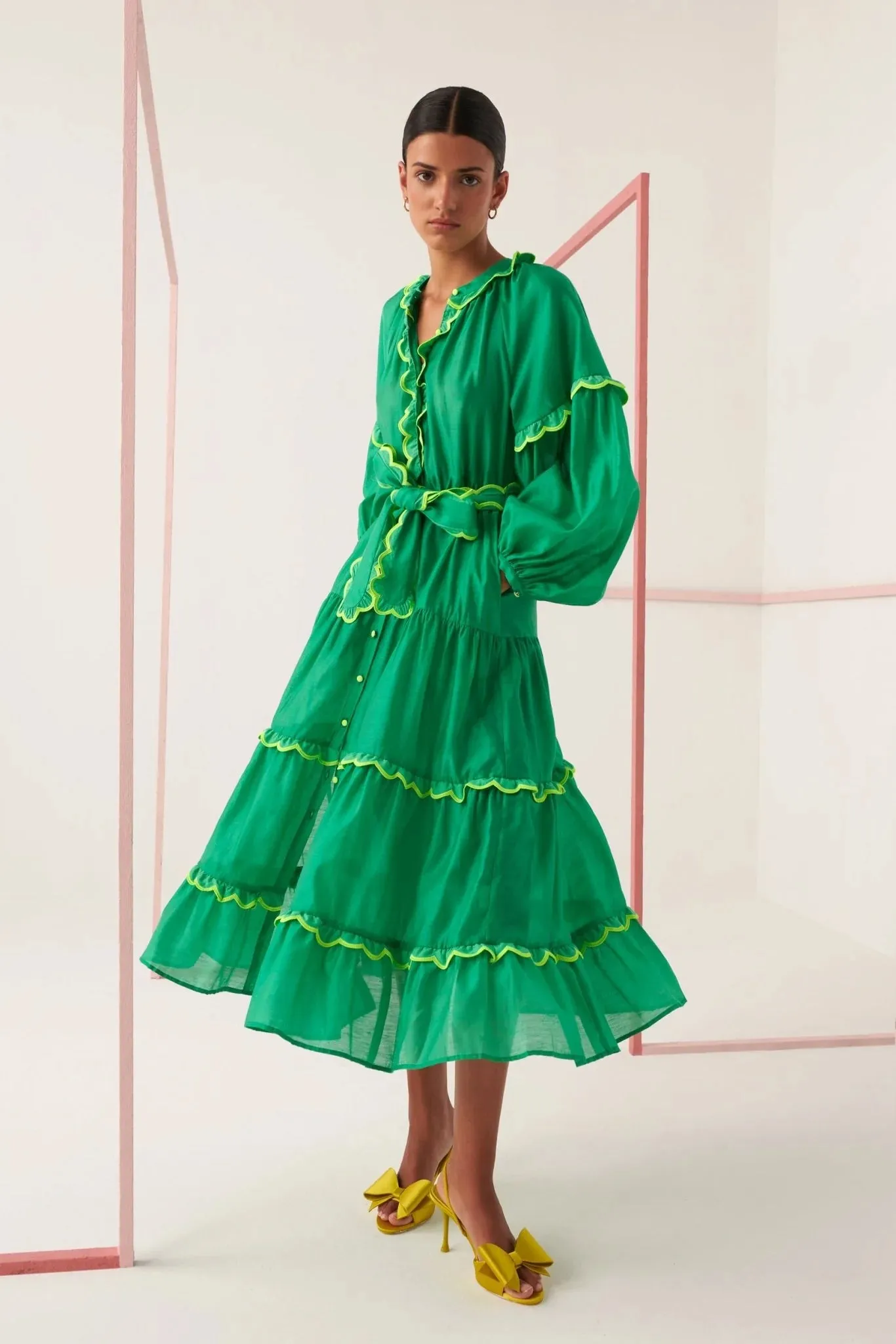 Celia B - Flame Green Midi Dress