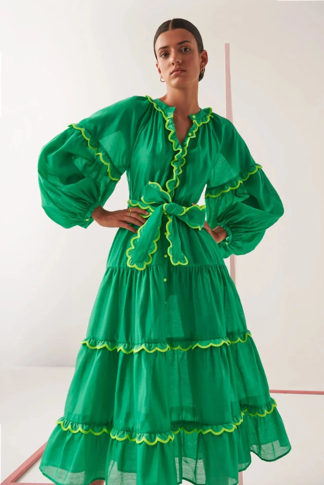 Celia B - Flame Green Midi Dress