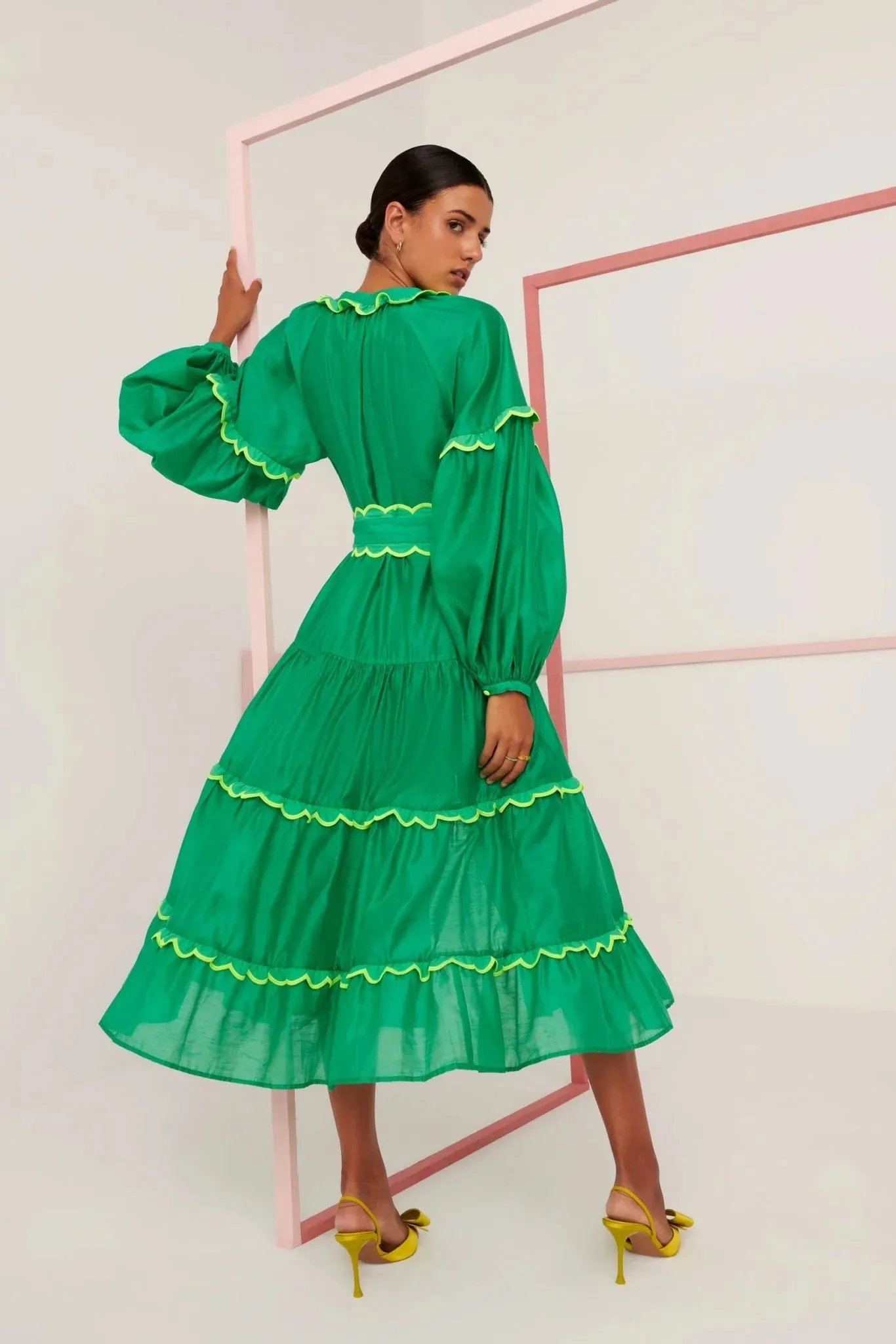 Celia B - Flame Green Midi Dress