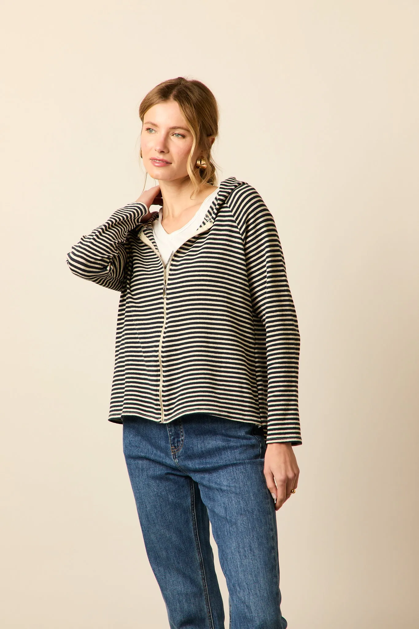 Chaqueta rayas algodón azul marino