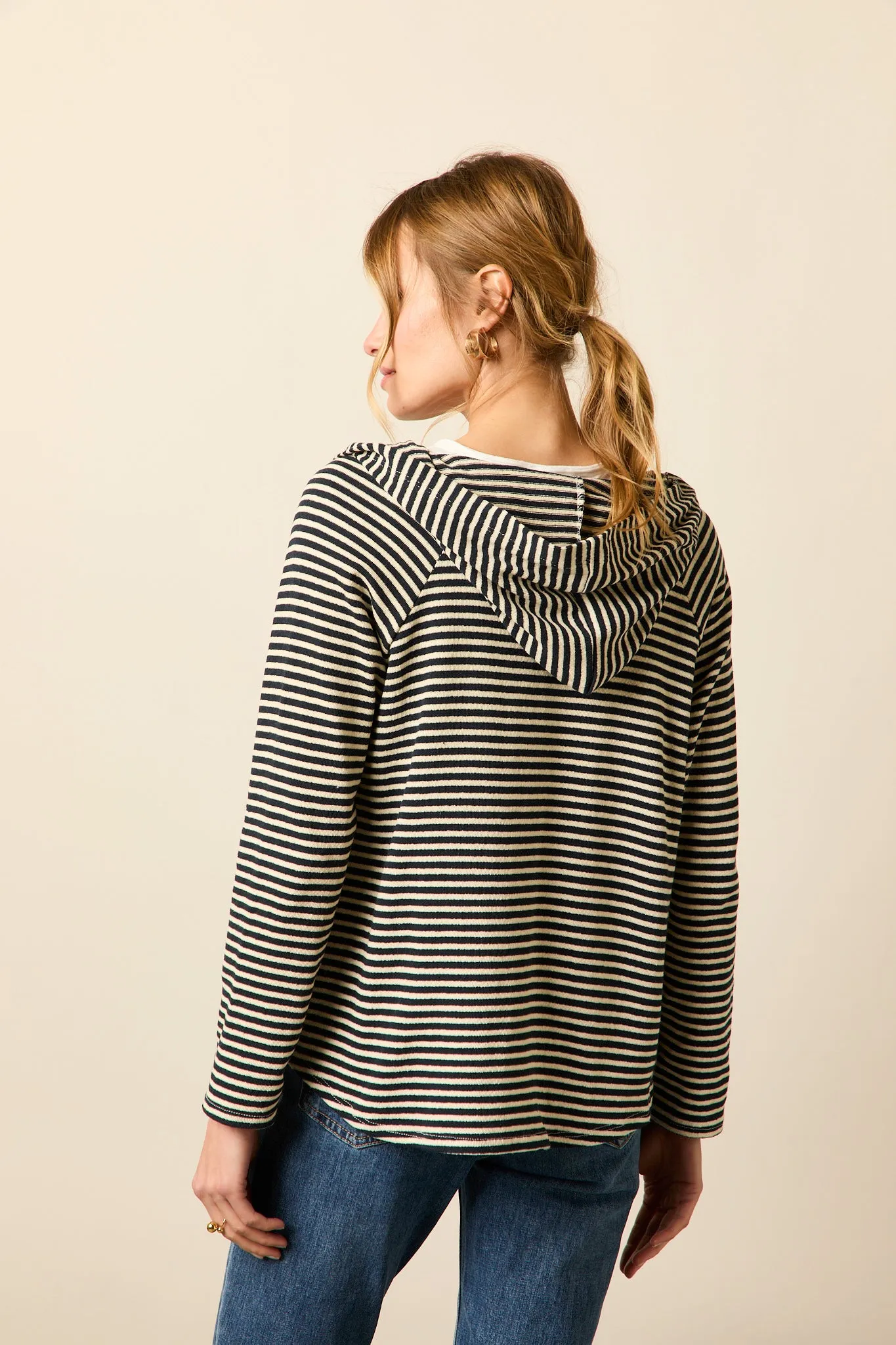 Chaqueta rayas algodón azul marino