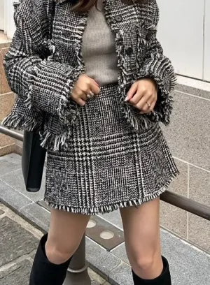 Check tweed culottes