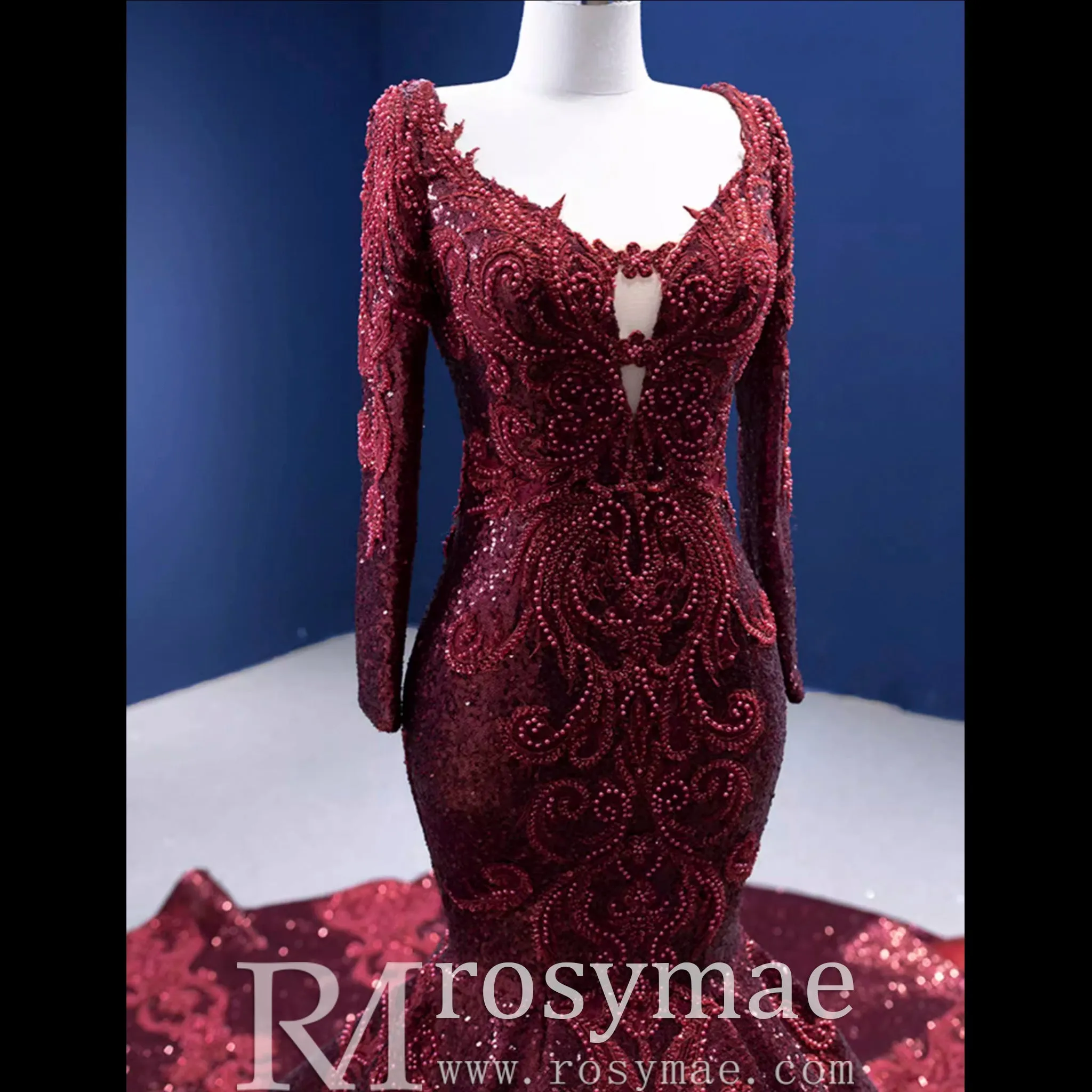 Chic Long Sleeve Wedding Dress Trumpet Evening Gown