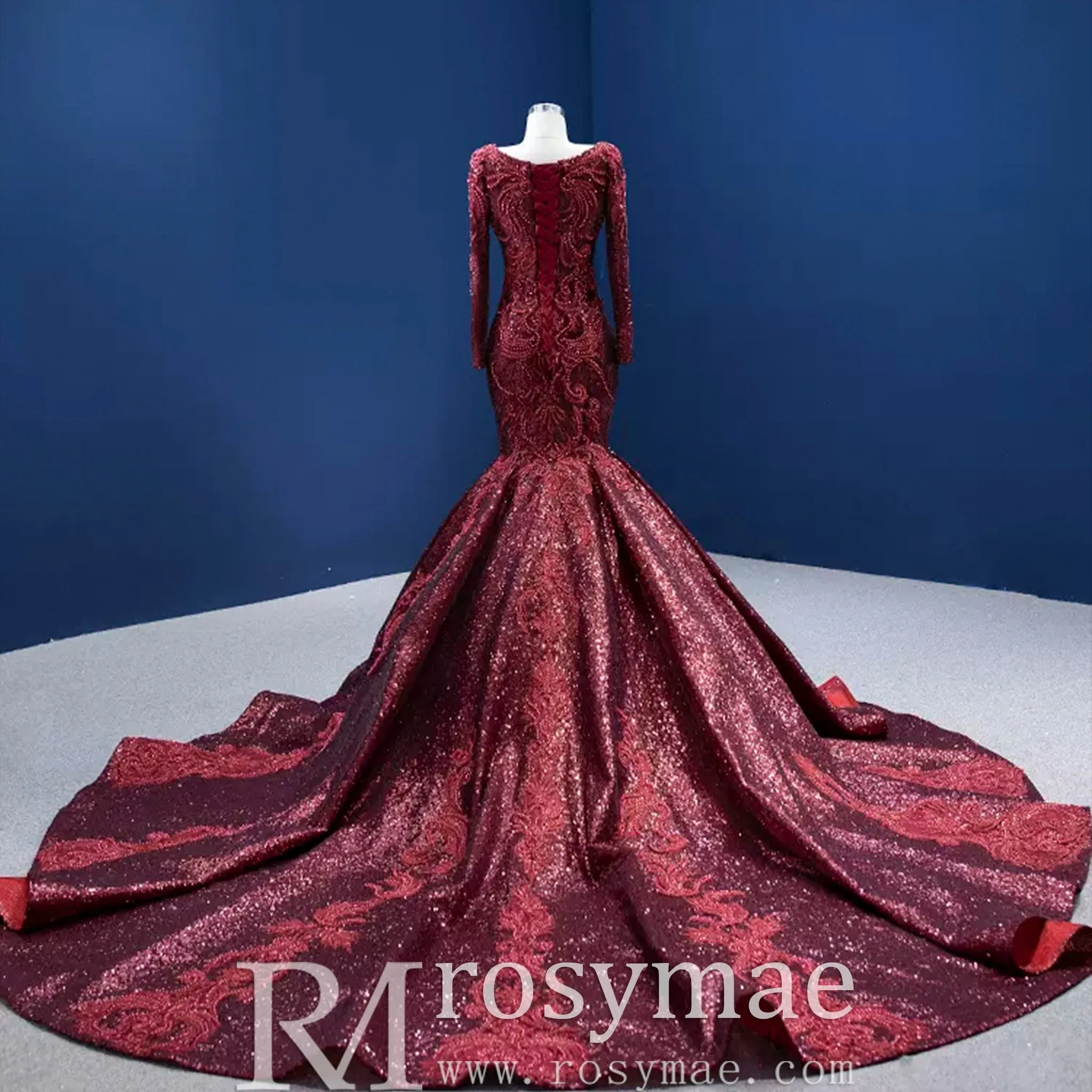 Chic Long Sleeve Wedding Dress Trumpet Evening Gown