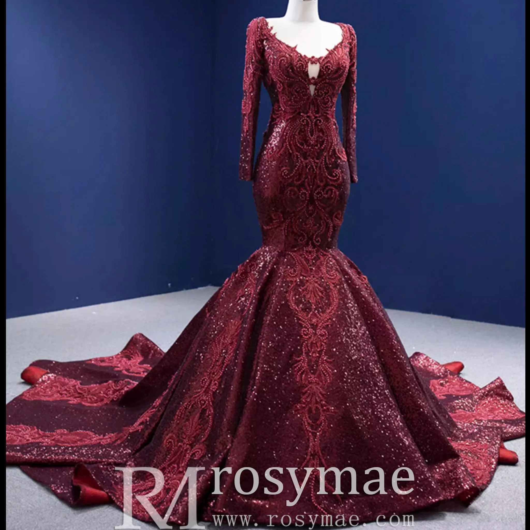 Chic Long Sleeve Wedding Dress Trumpet Evening Gown