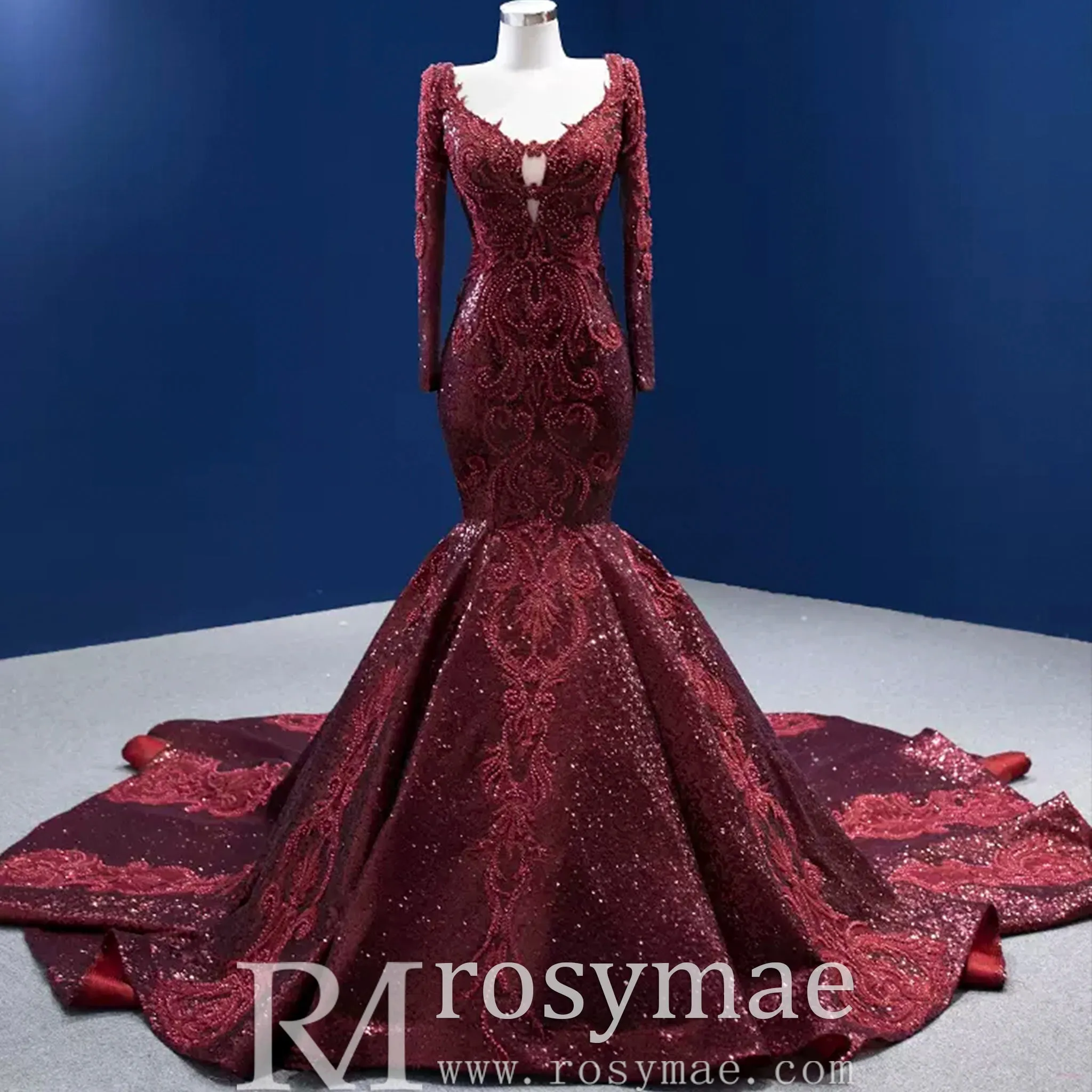 Chic Long Sleeve Wedding Dress Trumpet Evening Gown