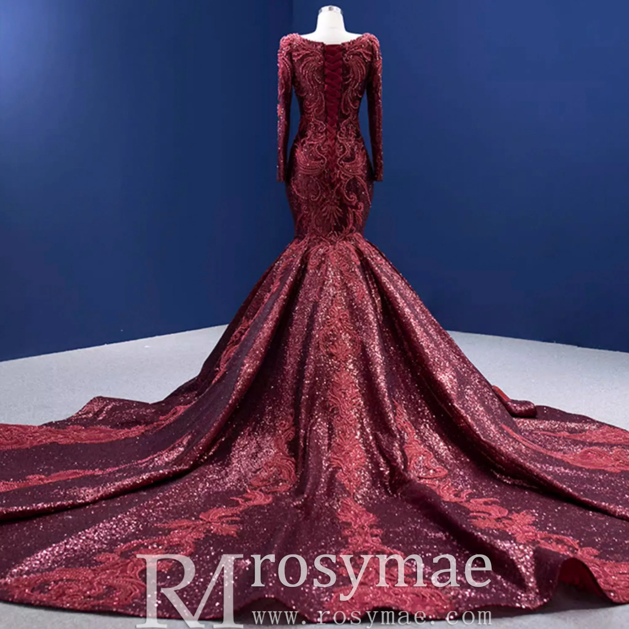 Chic Long Sleeve Wedding Dress Trumpet Evening Gown