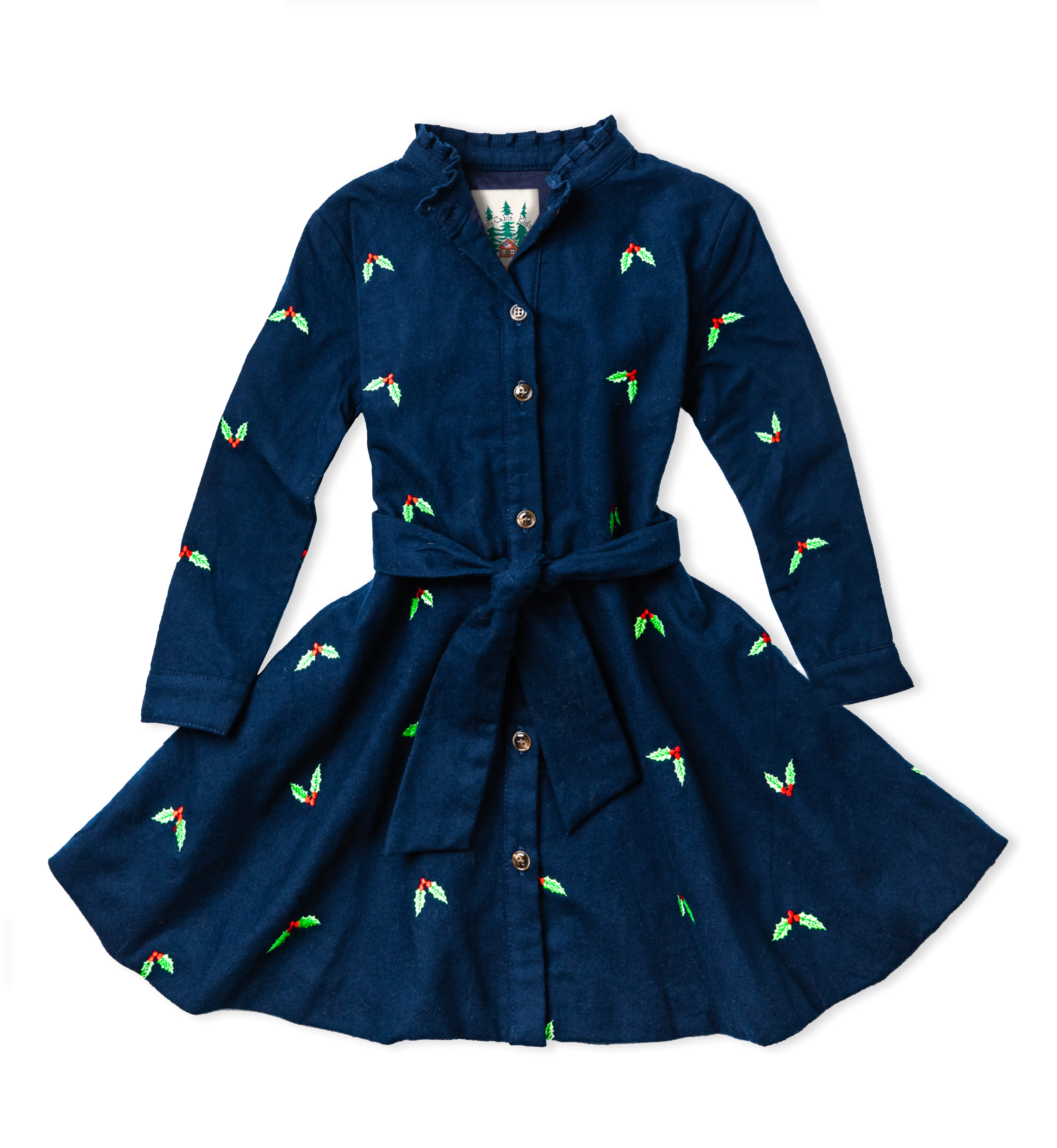 Christmas Holly Kids Flannel Dress