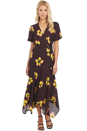 Claire Dress (Chocolate/Yellow Flower)