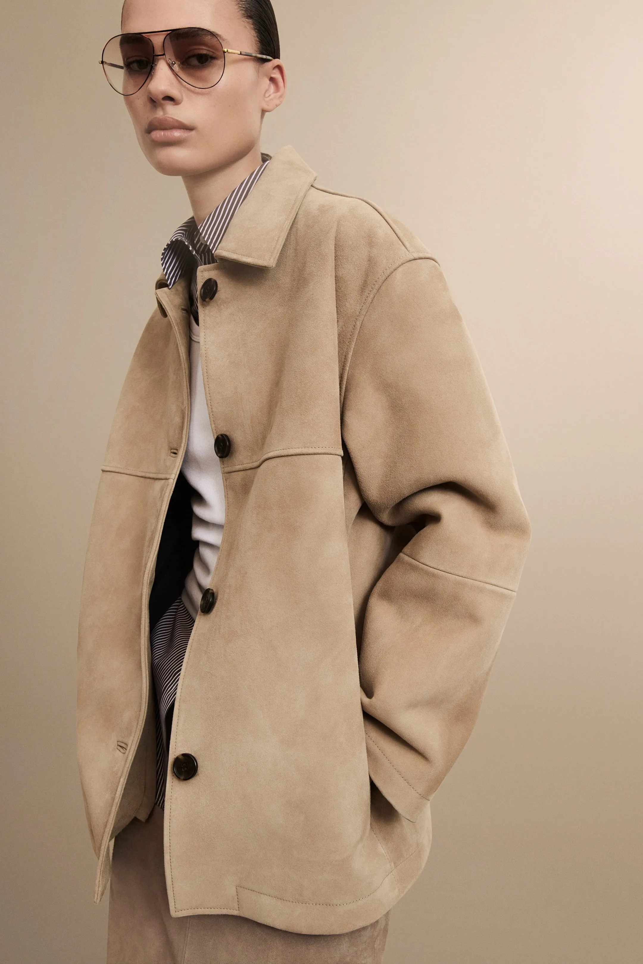 Collared suede jacket