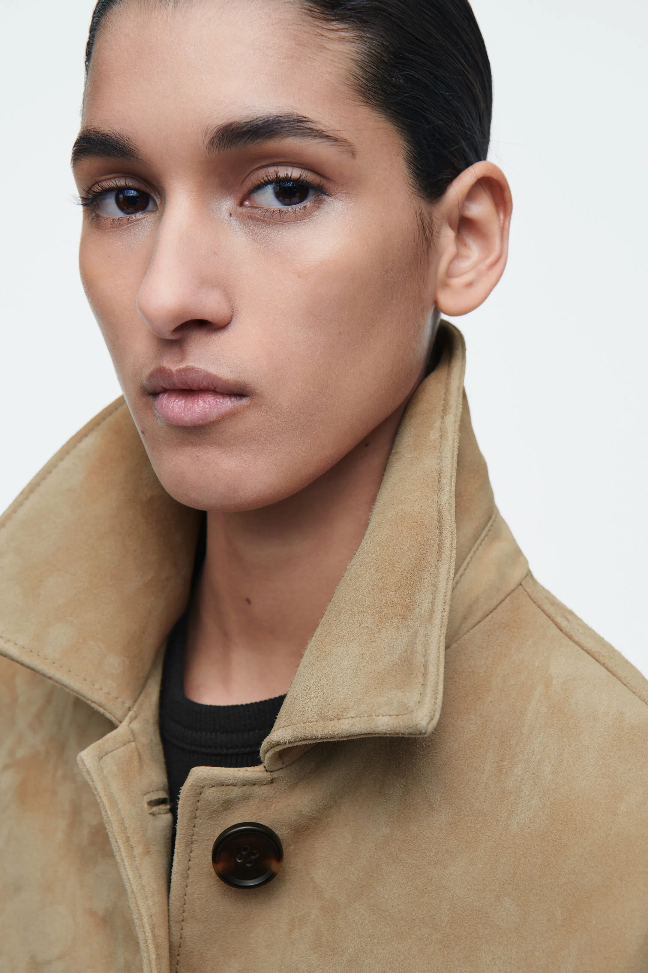 Collared suede jacket