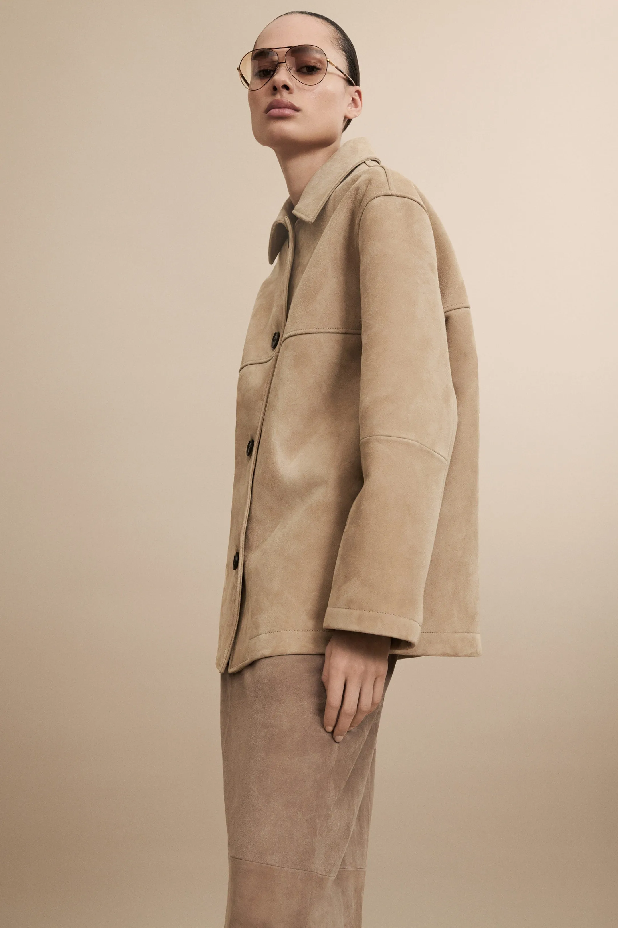Collared suede jacket