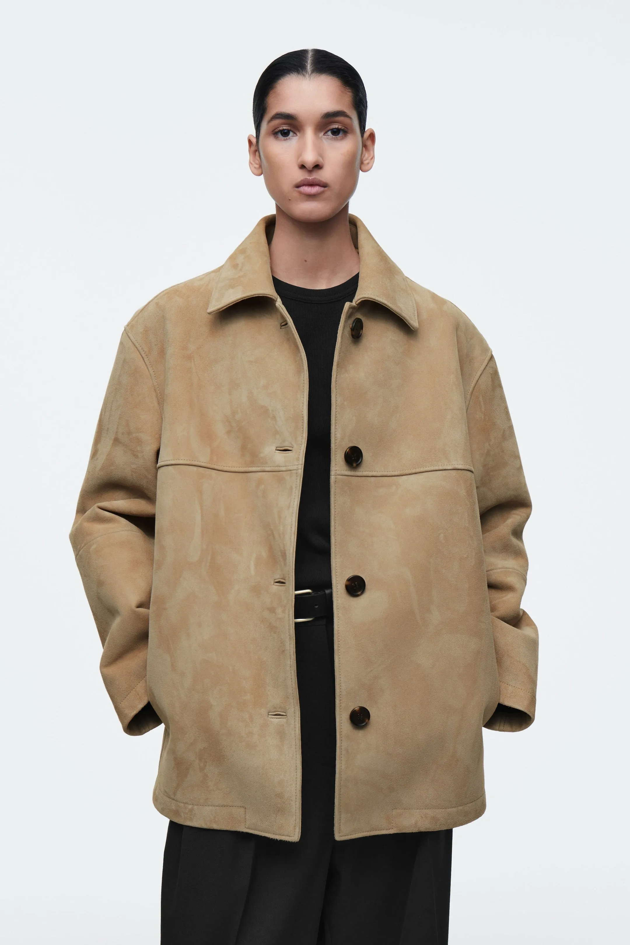 Collared suede jacket