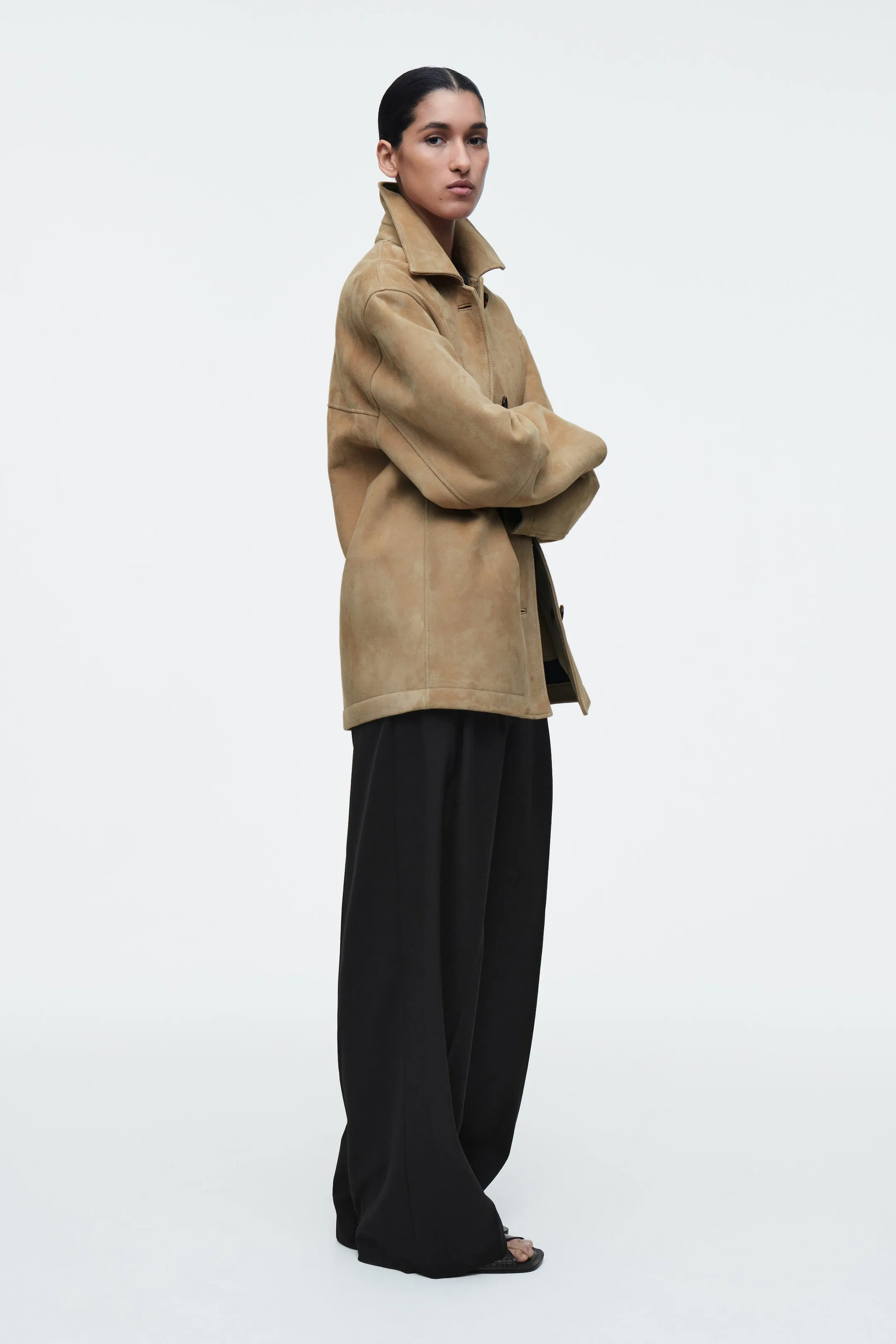 Collared suede jacket