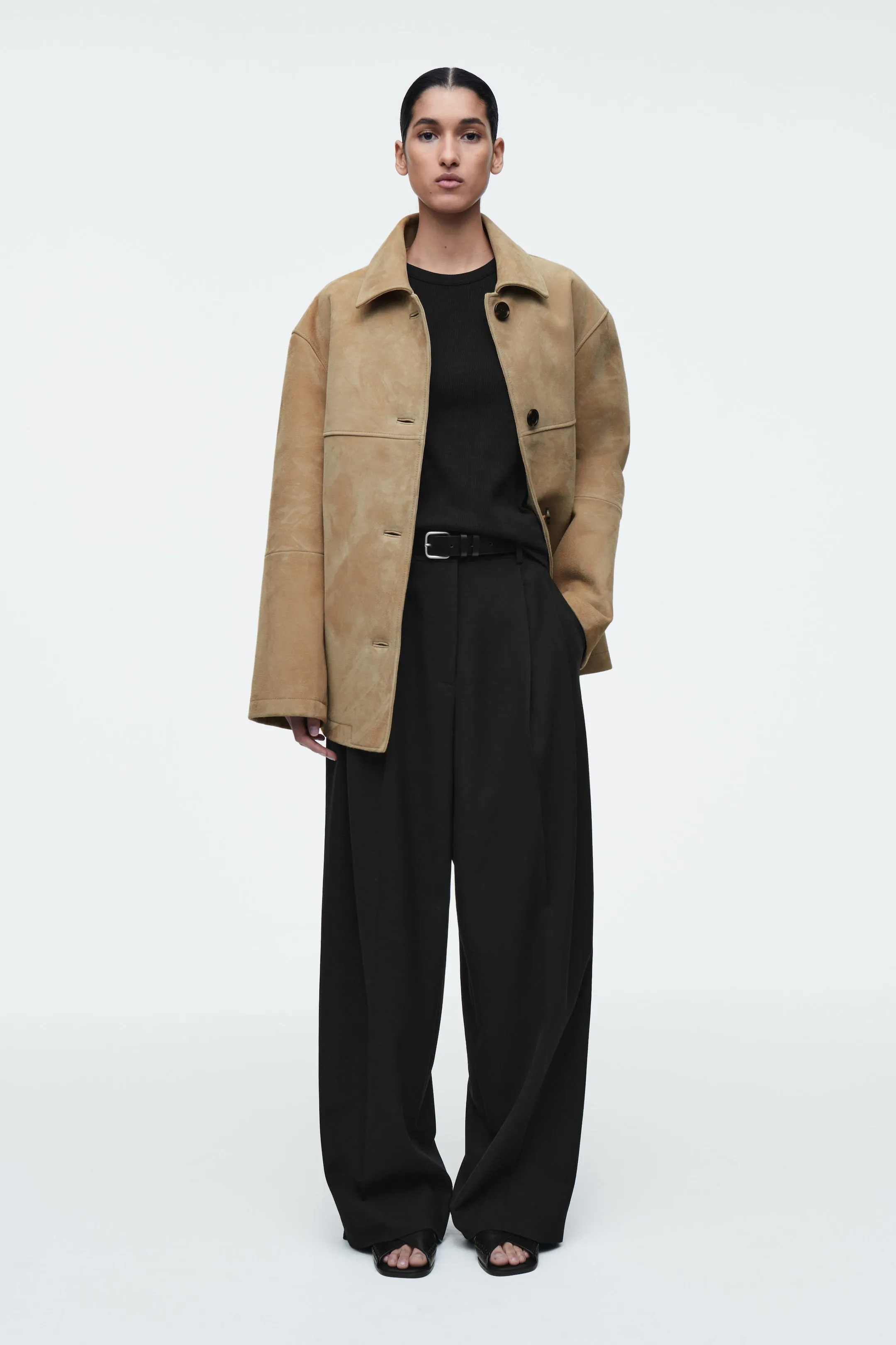 Collared suede jacket