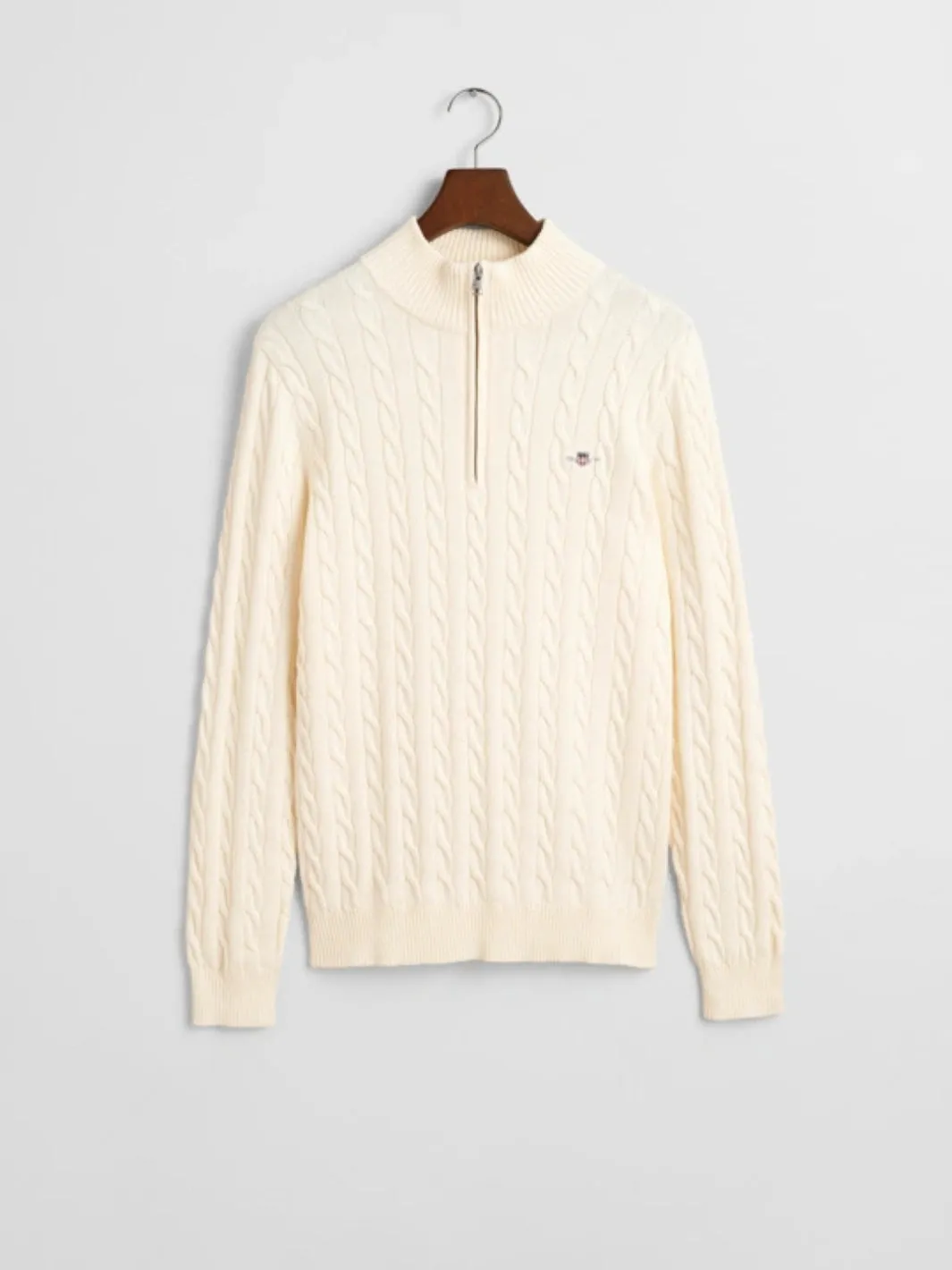 COTTON CABLE HALF ZIP Off-White