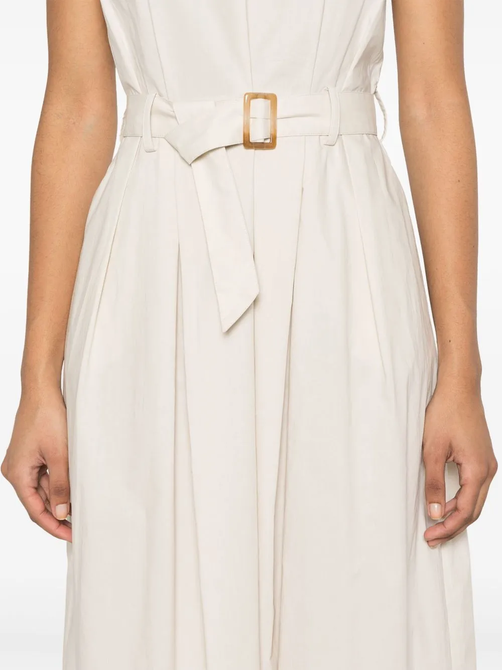 Cotton long belted dress