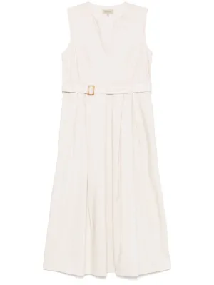 Cotton long belted dress