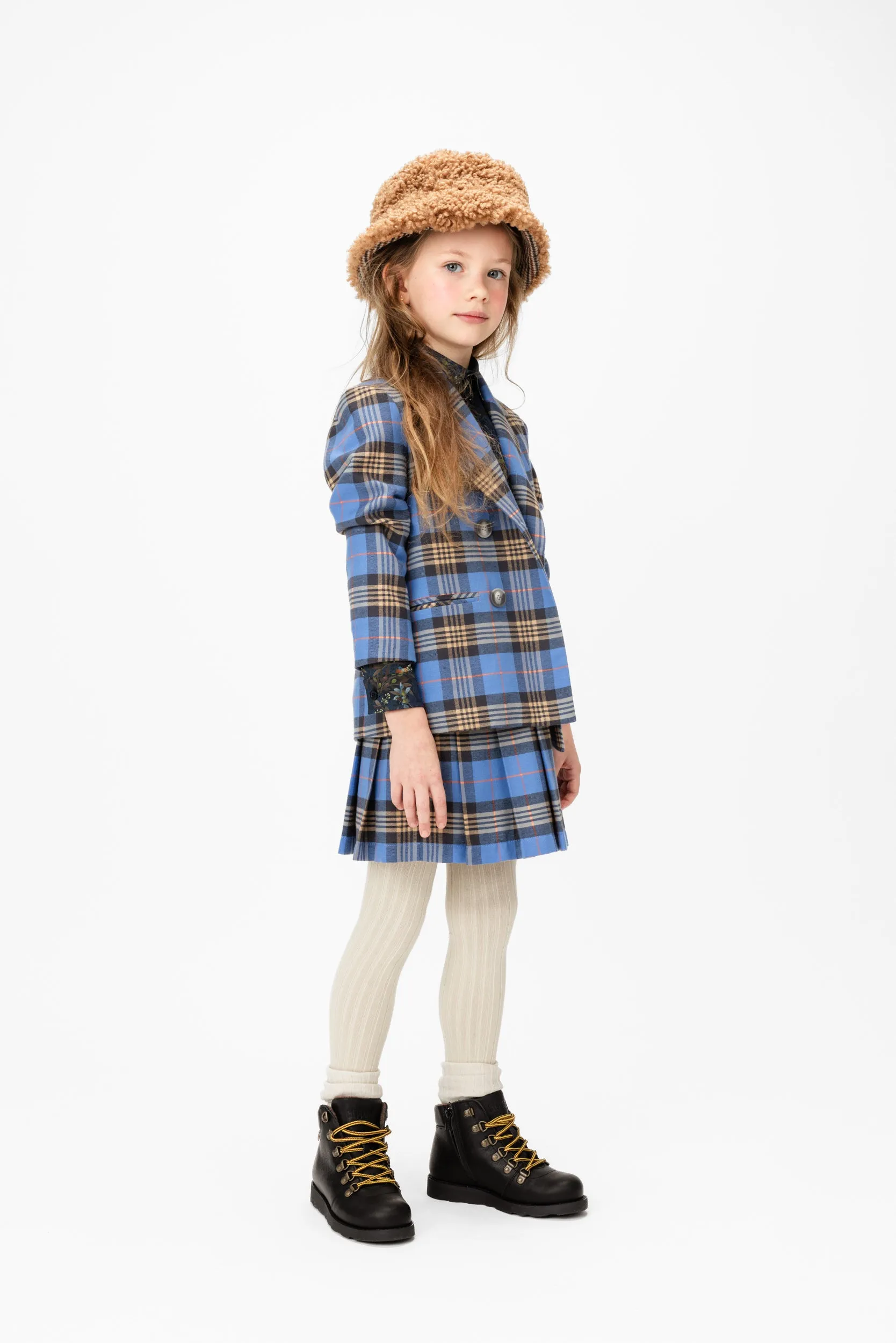 Cotton Skorts Tartan Plaid, Blue