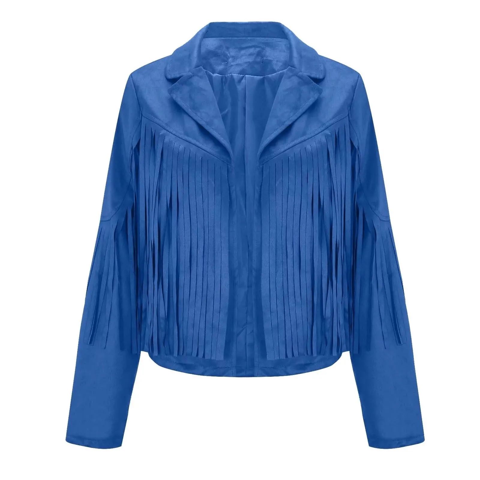 Cowgirl Western Fringe Blue Leather Jacket for Women LBJ306