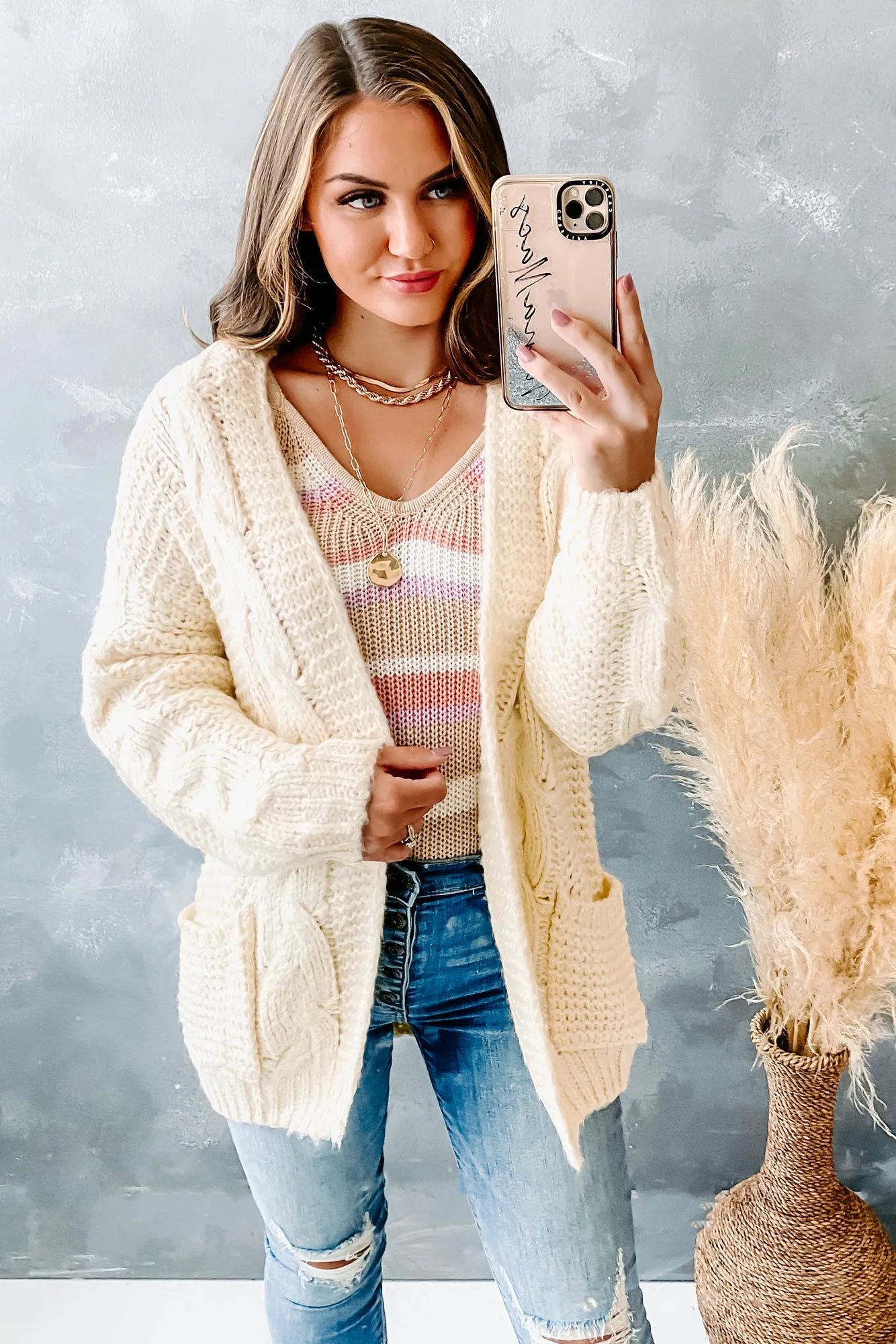 Cozy Confessions Chunky Knit Cardigan (Natural)