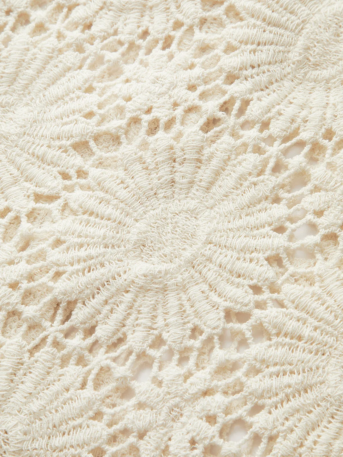 Crochet Floral Button-Front Cardigan