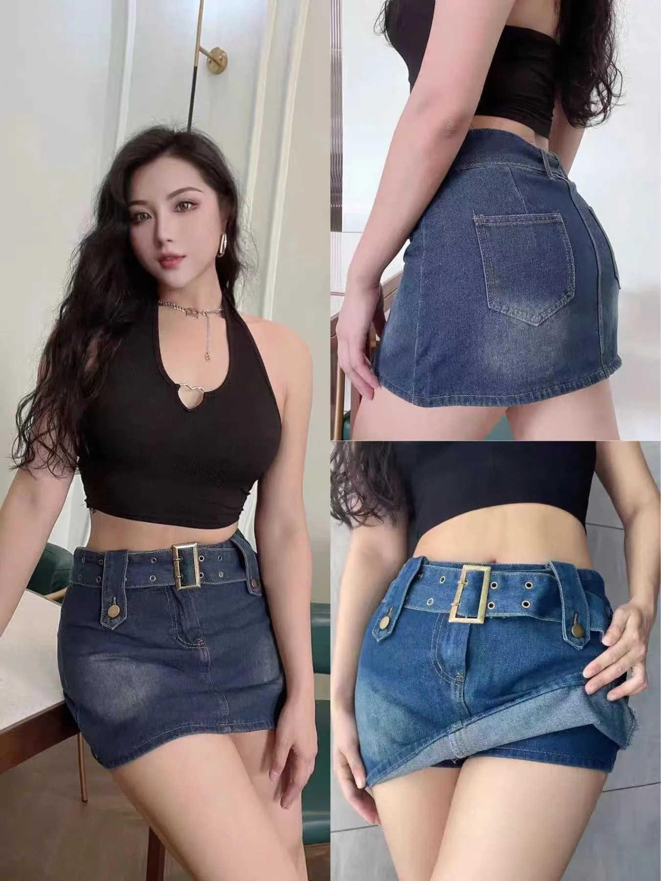 Crushpeach Y2k style ~Denim skirt/culottes/shorts