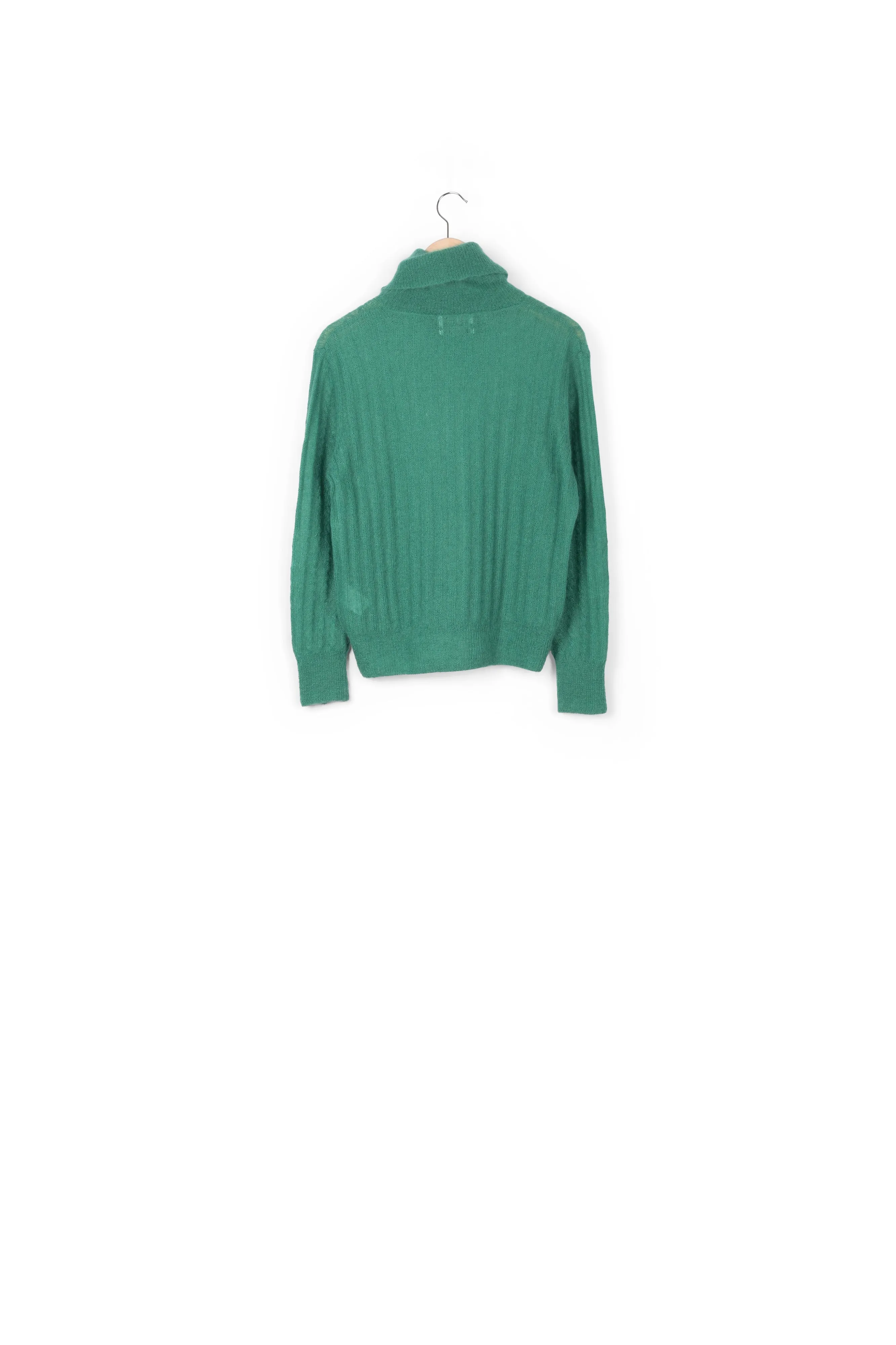 Dark green cable-knitted turtleneck sweater