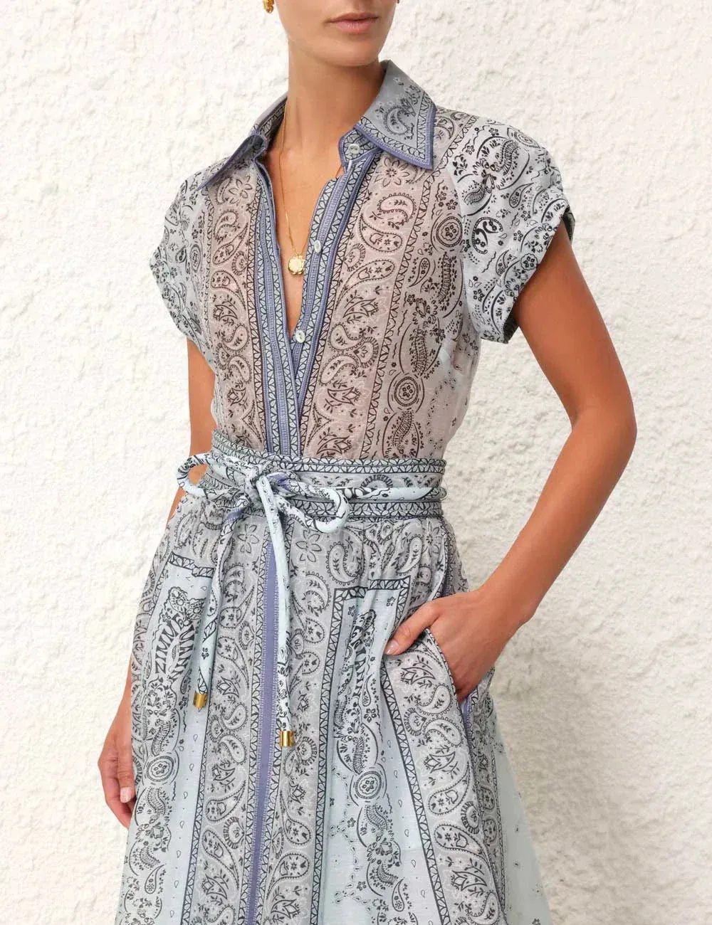 Desiree - Button-Down Belted Maxi Dress