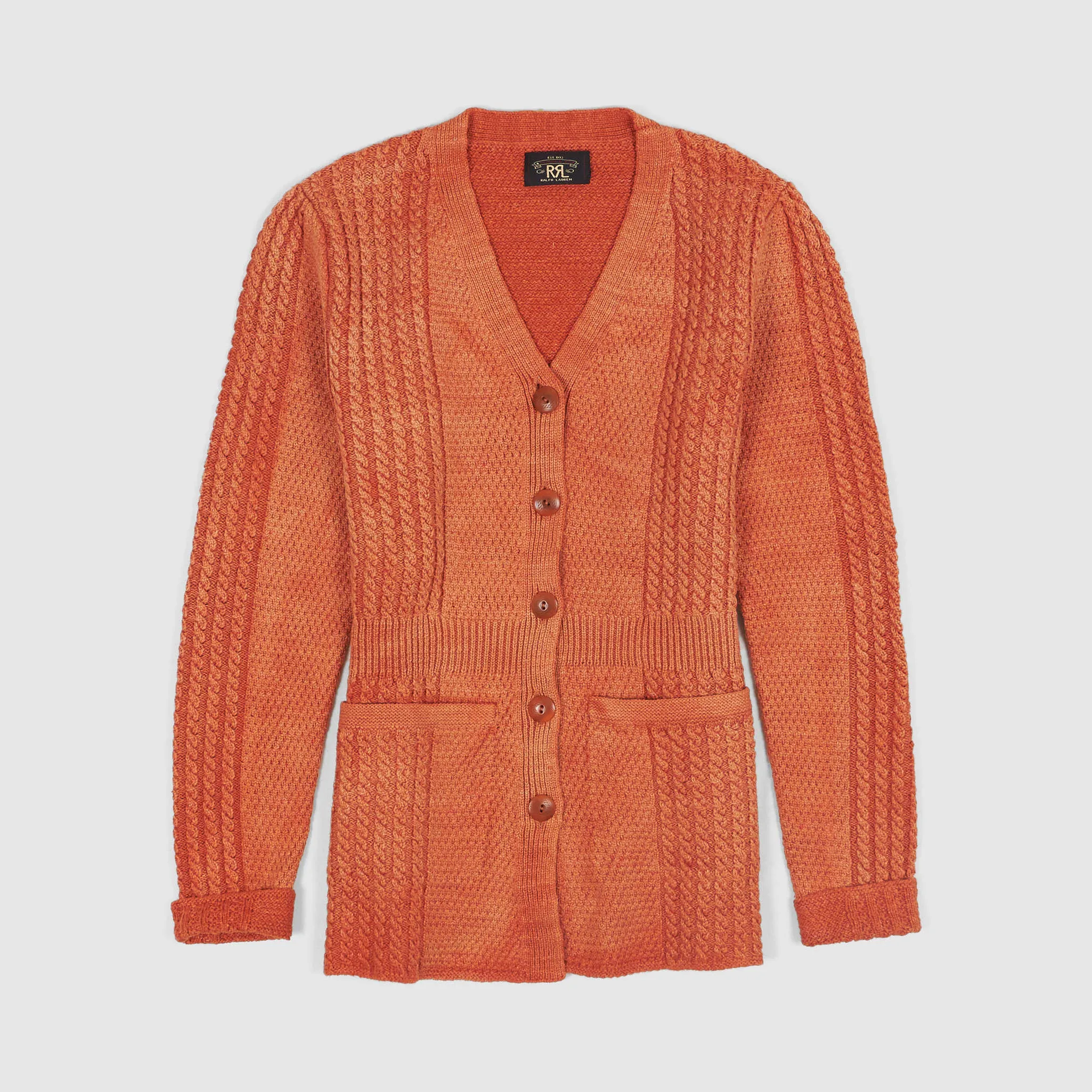 Double RL Ladies Cable Knitted Long Cardigan With Pockets