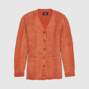 Double RL Ladies Cable Knitted Long Cardigan With Pockets