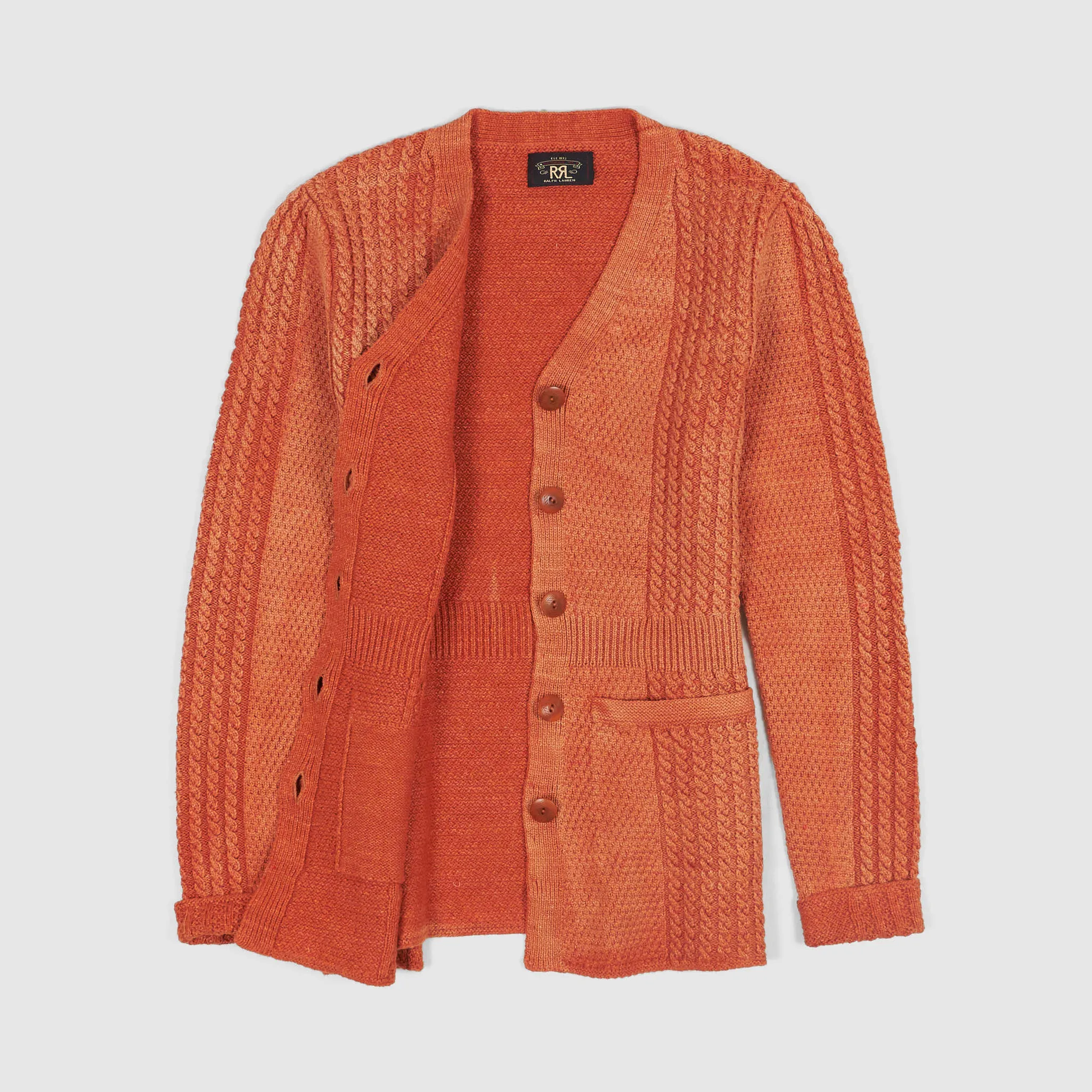 Double RL Ladies Cable Knitted Long Cardigan With Pockets
