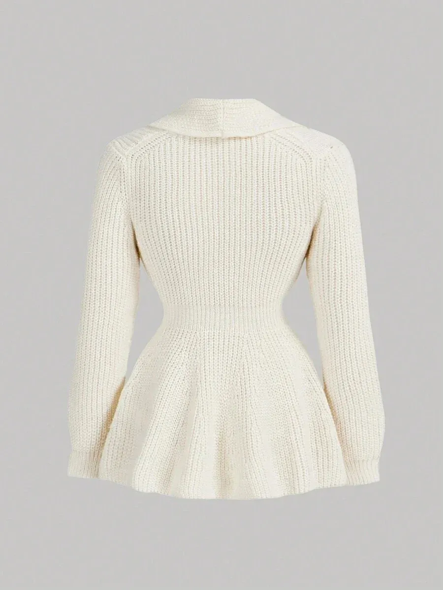 Eden Women's Knitted Button-Up Cardigan in White