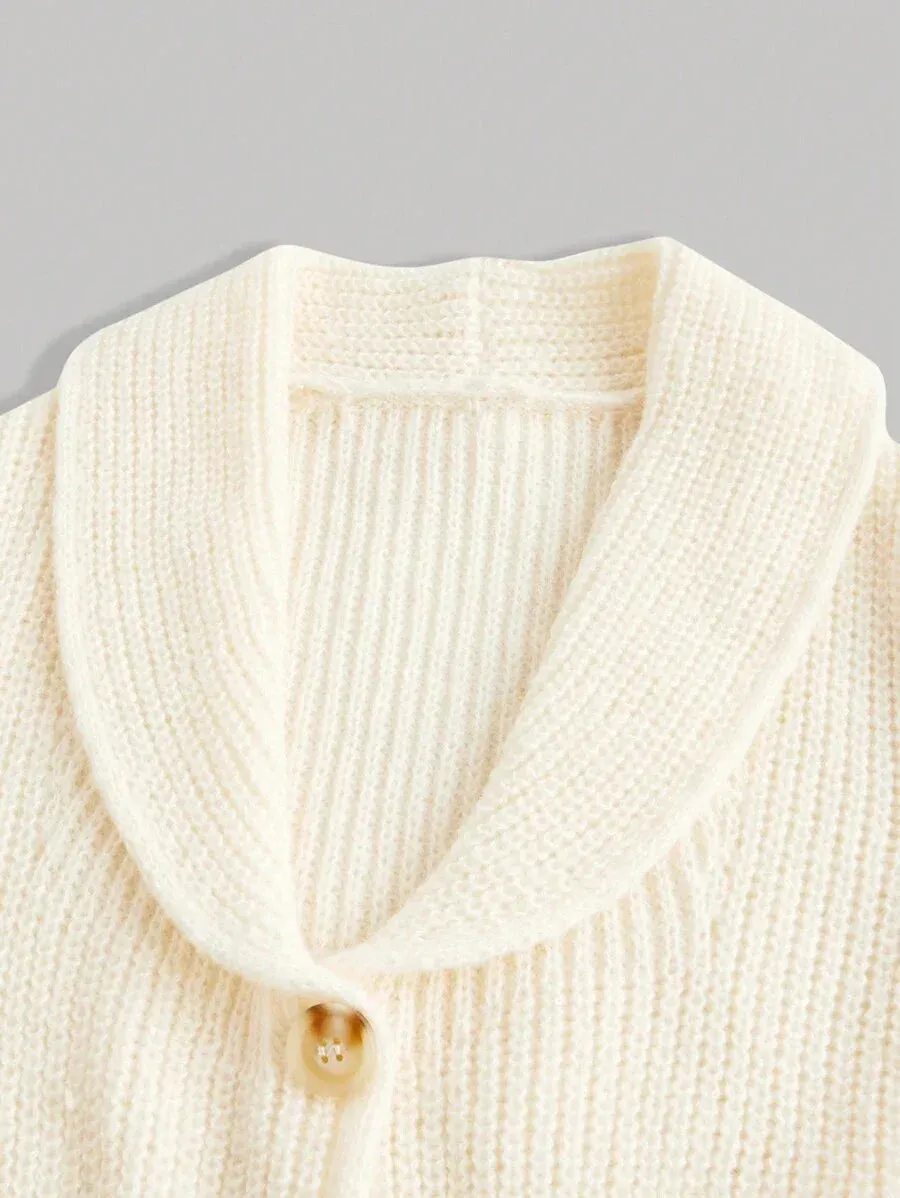 Eden Women's Knitted Button-Up Cardigan in White