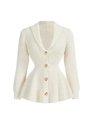 Eden Women's Knitted Button-Up Cardigan in White