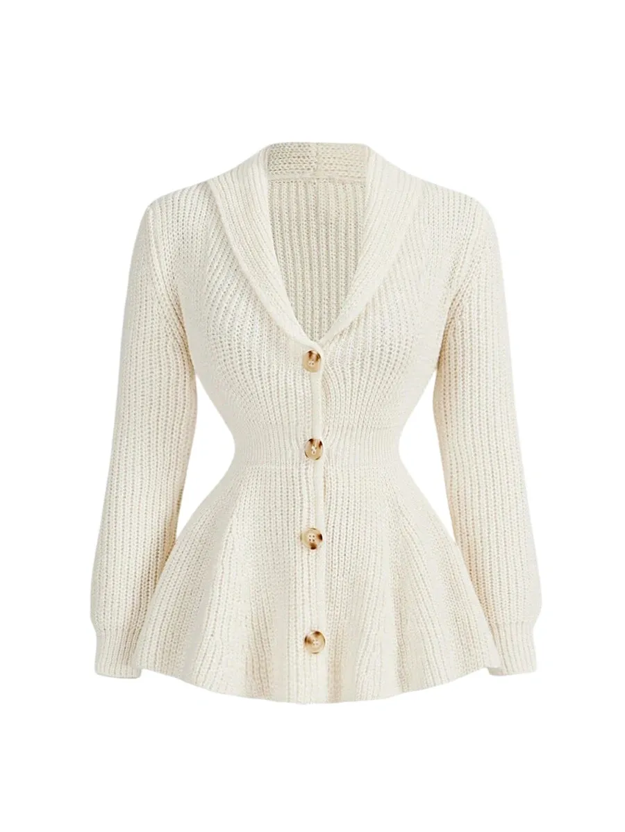 Eden Women's Knitted Button-Up Cardigan in White