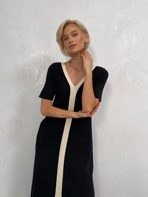 Elegant Vintage Short Sleeve Knitted Slim Maxi Dresses
